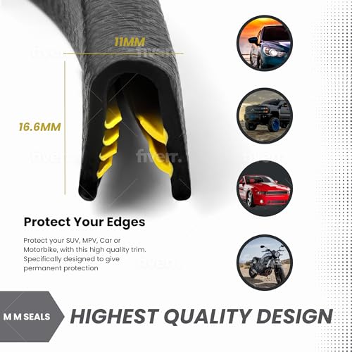 Edge Trim Black Large U Height 0.656 inch U Height x 0.039 inch-0.178 inch Grip Range (100 Feet) - size: 100 Feet
