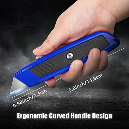DIYSELF 2 Pack Box Cutter Retractable, Utility Knife with Aluminum Shell - color: Blue, size: 2-Pack