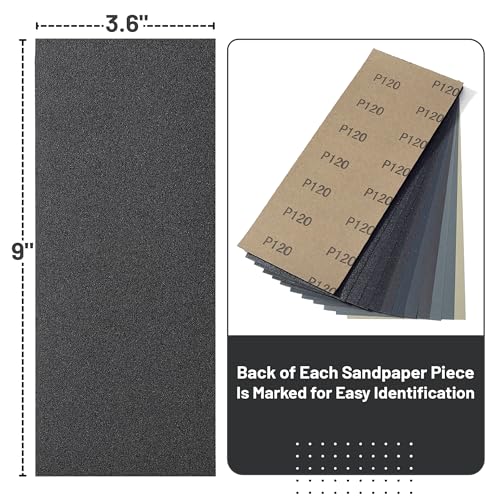 Bates- Sandpaper, 24 pcs, 120 to 3000 Grit Sandpaper Assortment, Sand Paper Assortment Pack, Wet Dry Sanding Paper - size: 24 pcs, style: 12 Grits, 120 to 3000