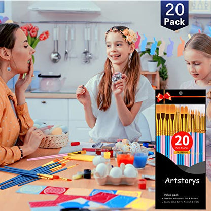 Artstorys Paint Brushes Set, 20 Pcs Acrylic Oil Watercolor Painting Brushes - color: Blue,pink