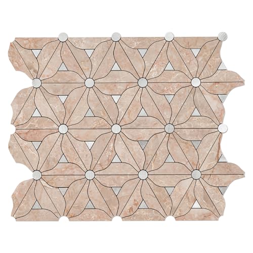 Peel and Stick Backsplash Tile, 10 Sheets Waterproof PVC Wall Tiles for Kitchen Bathroom, Thick Self Adhesive Stick on Backsplash, Covers 9.67 Sq.Ft - color: Beige Mixed Silver Petal