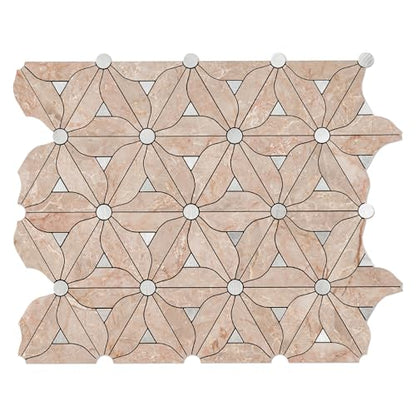 Peel and Stick Backsplash Tile, 10 Sheets Waterproof PVC Wall Tiles for Kitchen Bathroom, Thick Self Adhesive Stick on Backsplash, Covers 9.67 Sq.Ft - color: Beige Mixed Silver Petal