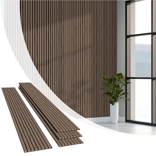 Olanglab Wood Panels for Wall 4Pack 94.5"x12.6" Dark Walnut - color: Dark Walnut