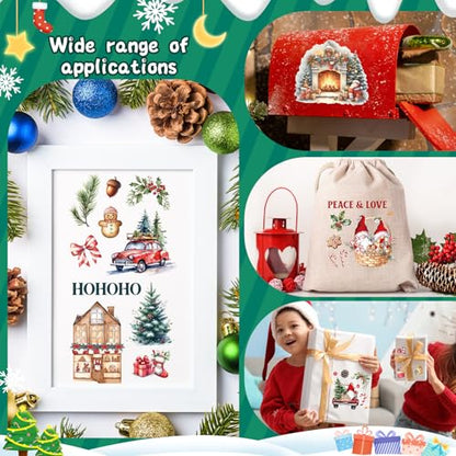 Christmas Rub on Transfers for Crafts - 12 Sheets Merry Christmas Rub on Transfer Stickers for Furniture Gnome Snowman Winter Rub on Transfers for Wood DIY Home Decor 5.9x5.9 Inch - style: Christmas