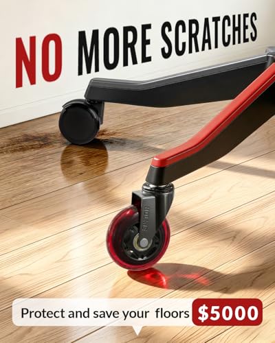 HOLKIE Gaming Chair Wheels Red Core Silent Roller Blade Casters - color: Red