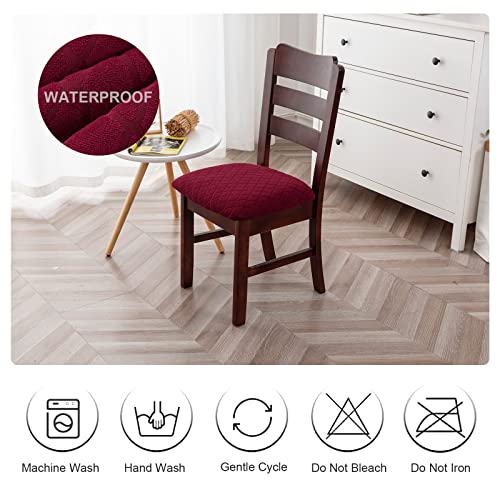 Genina Waterproof Seat Covers for Dining Room Chairs, Stretch Chair Covers Removable Washable Dinning Room Kitchen Chair Seat Cushion Slipcovers (Argyle-Wine Red, 2 PCS) - color: Argyle-wine Red, size: 2 PCS