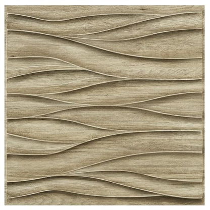 STICKGOO Wave 3D Wall Panels, Natural Oak, 19.7''x19.7'' - color: Wood