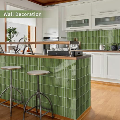 10 Sheets Upgraded Thicker Design Subway Tile Peel and Stick Backsplash - color: Green