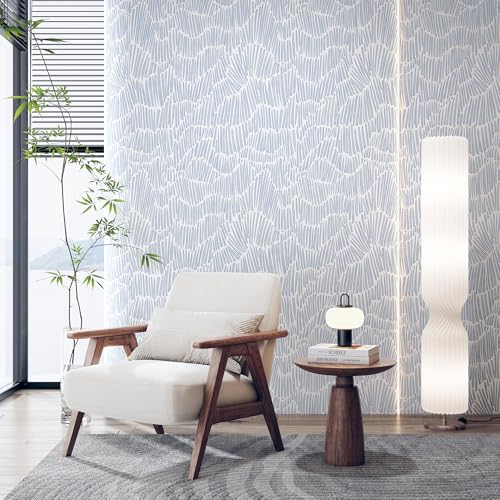 Theper Blue Peel and Stick Wallpaper Boho Striped Contact Paper 17.3"×787" - color: Blue, size: 17.3" x 787"