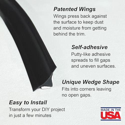 InstaTrim Flexible, Self-Adhesive Caulk Strip Sealant, 3/4" x 50', Black - color: Black, size: 3/4 in x 50 ft