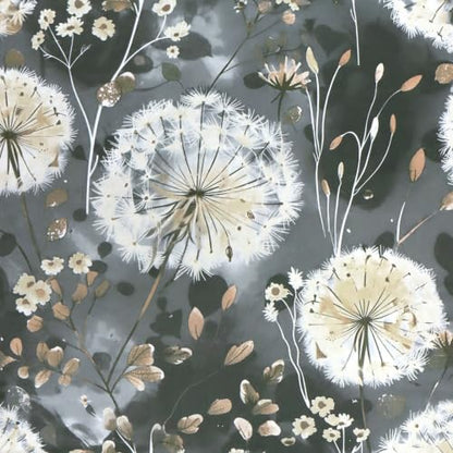 Nukofal Dandelion Wallpaper Peel and Stick Floral Wallpaper 16.9"x118.1" - color: Dark Gray, size: 16.9" x 118.1"