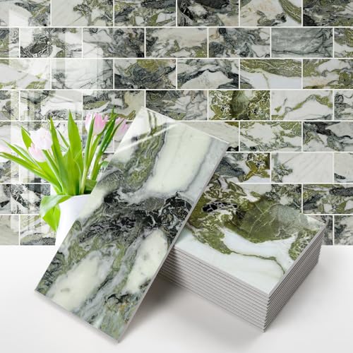 Vamos Tile 100-Pack Peel and Stick Backsplash Tile,3" x 6" Subway Tile - color: Ice Green