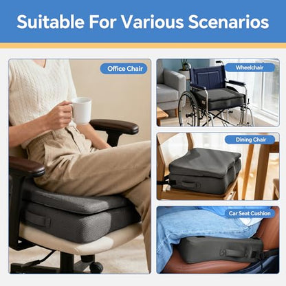 BALAPET Adjustable Thick Seat Cushion to Raise Height, Ergonomic Hip Cushion Post Surgery for Long Sitting, Memory Foam Hip Replacement Recovery Aids with Anti-Slip Strap(Gray) - color: Gray