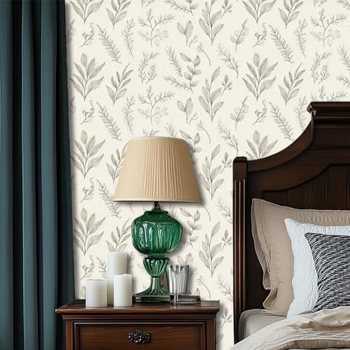 HOMETITUTE Neutral Line Art Peel Stick Wallpaper 118.1x17.7 Inch Vinyl - color: Botanical Line Art
