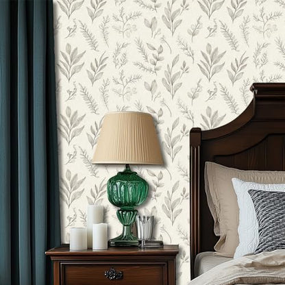 HOMETITUTE Neutral Line Art Peel Stick Wallpaper 118.1x17.7 Inch Vinyl - color: Botanical Line Art