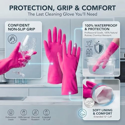 ForPro Premium Natural Rubber Gloves, 6-Pair, X-Large, Cotton Candy - color: Cotton Candy, size: X-Large