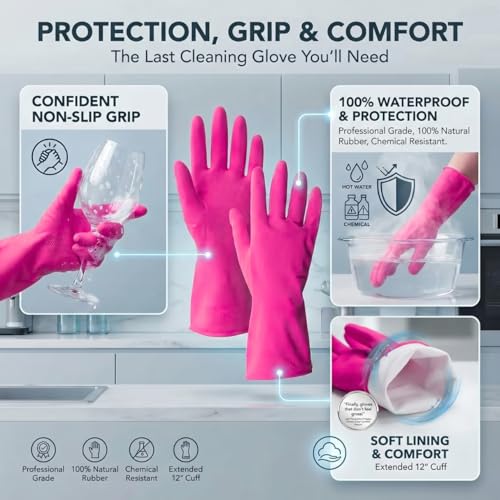 ForPro Premium Natural Rubber Gloves, 6-Pair, Medium, Cotton Candy - color: Cotton Candy, size: Medium