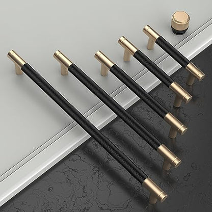 Asidrama 30 Pack Black-Gold Knurled Dresser Drawer Cabinet Hardware Zinc Knobs for Dresser Drawers - color: Black-Gold, style: 30 Pack