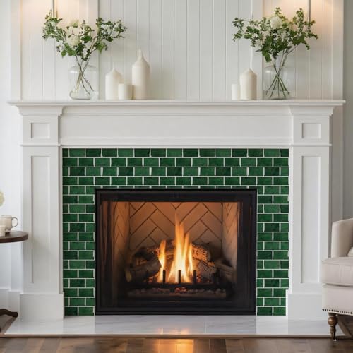 10 Sheets Thicker Design Peel and Stick Backsplash for Kitchen and Bathroom, 12"x12", Green - color: Green