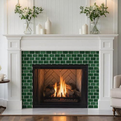 10 Sheets Thicker Design Peel and Stick Backsplash for Kitchen and Bathroom, 12"x12", Green - color: Green
