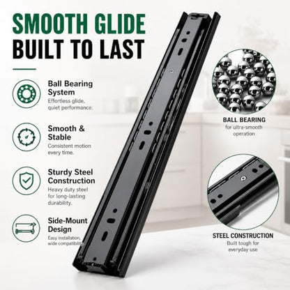 2 Pack Black Drawer Slides, 16 Inch - size: 16 Inch
