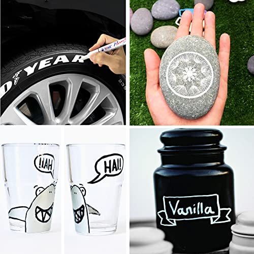 TFIVE Black Permanent Markers Paint Pens, 2 Pack Oil Based Paint Markers - color: Black