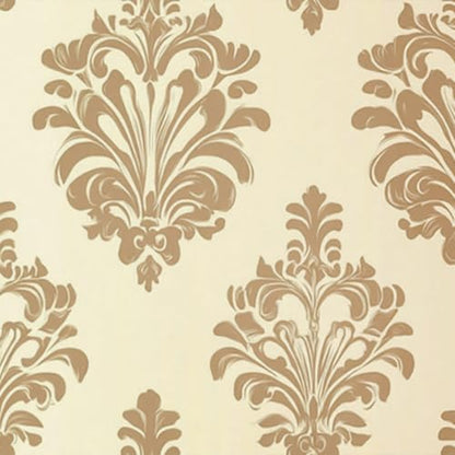 HOMETITUTE Beige Gold Damask Peel Stick Wallpaper 118.1x17.7 Inch Vinyl - color: Gold Damask on Beige Background