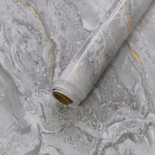 BAYYA 48"x354" Extra Wide Marble Contact Paper Light Grey Marble Wallpaper - size: 48" x 354"
