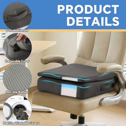 BALAPET Adjustable Thick Seat Cushion to Raise Height, Ergonomic Hip Cushion Post Surgery for Long Sitting, Memory Foam Hip Replacement Recovery Aids with Anti-Slip Strap(Gray) - color: Gray
