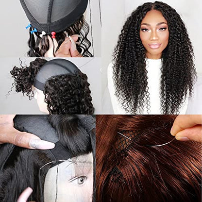 Thick Polyester Thread for Wig Making & Hair Extension Sewing, Black, 3 Pcs Curved Needles - color: Black