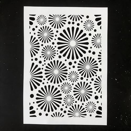 TIAMECH A4 Reusable Geometric Firework Stencil for Painting - style: Geometric Firework