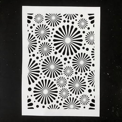 TIAMECH A4 Reusable Geometric Firework Stencil for Painting - style: Geometric Firework