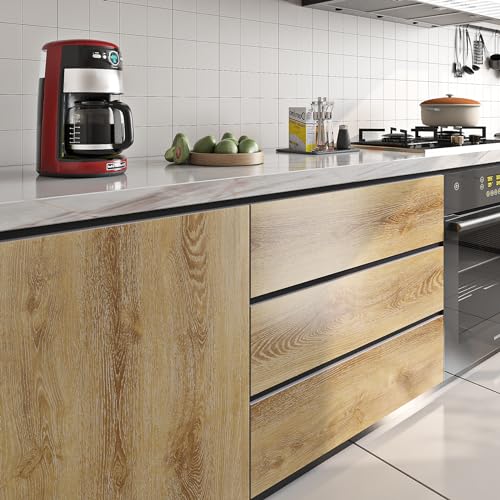 Livelynine Oak Wood Contact Paper Peel and Stick Thick Wood Contact Paper for Countertops Desk Kitchen Cabinet Wallpaper Peel and Stick Countertops Waterproof Vinyl Wrap Wood Laminate Roll 15.8x78.8 - color: Light Oak, size: 15.8" x 78.8"