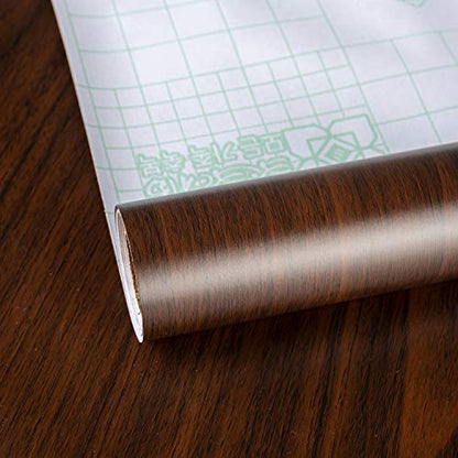 TOTIO Extra Wide Wood Grain Contact Paper Dark Brown 31.5x157in Thick Matte Black Walnut Textured Wallpaper Peel Stick Waterproof Self Adhesive Furniture Stickers Vinyl Wall Stickers Chocolate Brown - color: Chocolate Brown, size: 31.5" x 157"