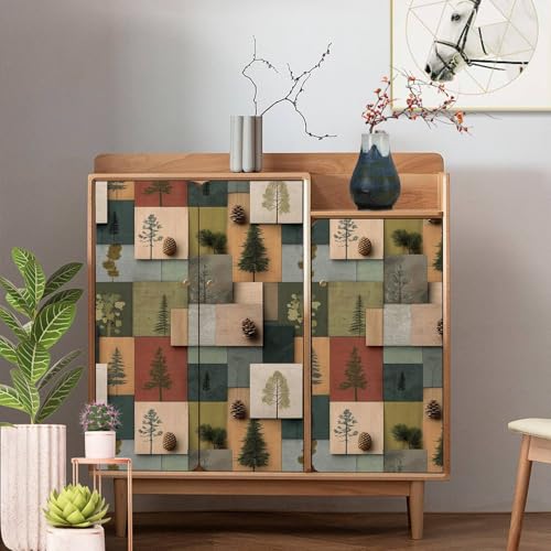 Modern Rustic Pine Tree Wallpaper, Wood Peel and Stick Wallpaper - size: 17.7" x 236"