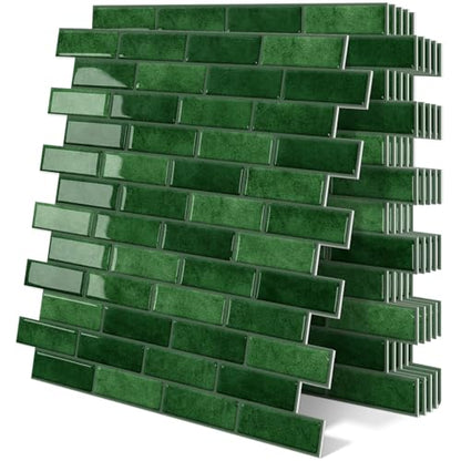 Green Peel and Stick Backsplash 3D Self Adhesive Wall Tile 10 Sheet - color: Green