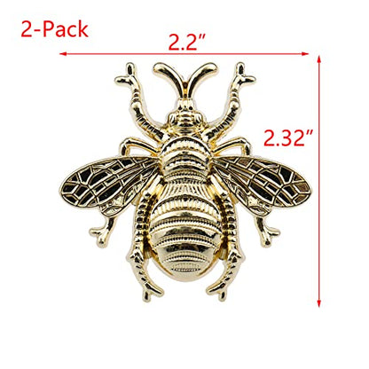 HEVSTIL 2Pk Gold Bee Cabinet Knob, Nature Theme Single Hole Furniture Pull - color: Gold, style: 2 Pack