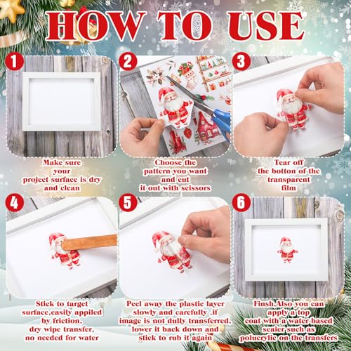 BBTO 12 Sheets Christmas Rub on Transfers for Crafts - style: Sweet