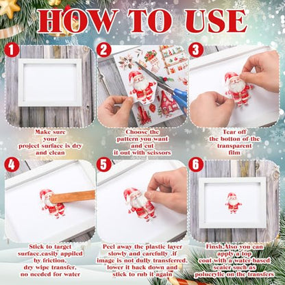 BBTO 12 Sheets Christmas Rub on Transfers for Crafts - style: Sweet