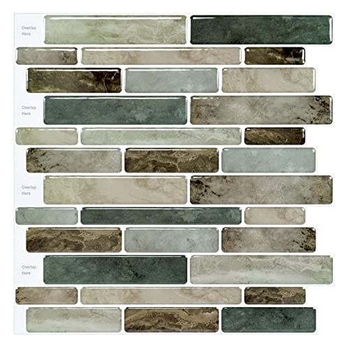 LONGKING Marble Peel and Stick Backsplash for Kitchen, 3D Adhesive Tile Backsplash for Kitchen, Bathroom, Wall Tile, 10 Sheets, 12" x 12" - color: Dark Brown, size: 12 inches x 12 inches