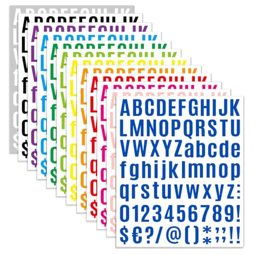 12 Sheets Alphabet Stickers, 1092 Pcs Self-Adhesive Vinyl Alphabet & Number Decals, Mailbox Number Labels for DIY Crafts Art Making, Signs, Notebooks, Classroom Decor, Doors - color: Blackbody