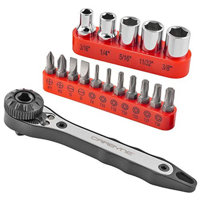Carbyne 17-Piece Right Angle Mini Ratchet Wrench Screwdriver Set