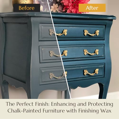 Wood Finishing Wax for Furniture – 100% Natural Chalk Paint Wax for Sealing & Protecting Painted and Raw Wood Surfaces, Wooden Floors & More – Protective Finish - Clear, 3.5 Oz (Includes Tools)