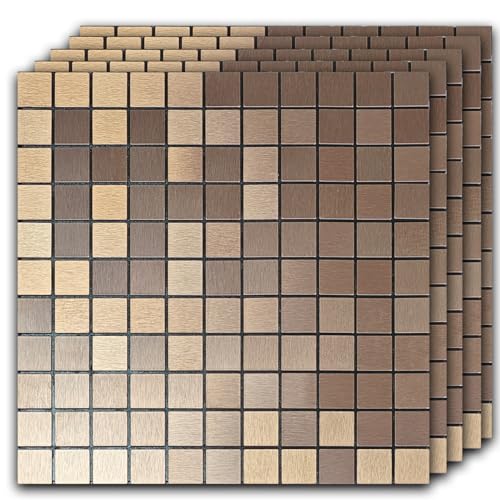 10pcs Waterproof Mosaic Wall Stickers, Coppery - color: Coppery