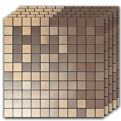 10pcs Waterproof Mosaic Wall Stickers, Coppery - color: Coppery