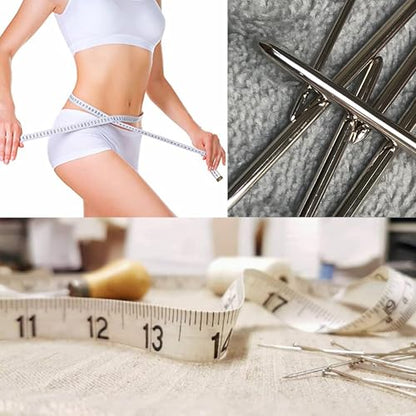 9 Pcs/3 Sizes Large-Eye Blunt Needles, Double Flexible Tape Measure, Steel Yarn Needle with Needle Threader, Tapestry Needle for Sewing Crochet Knitting Embroidery(Silver 2.08in/2.36in/2.76in) - size: 3 sizes/9+1 pcs