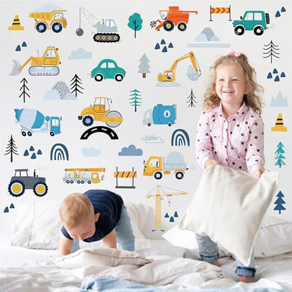 AOWDIAO 90PCS Construction Vehicle Wall Decals for Kids - style: Construction Vehicle