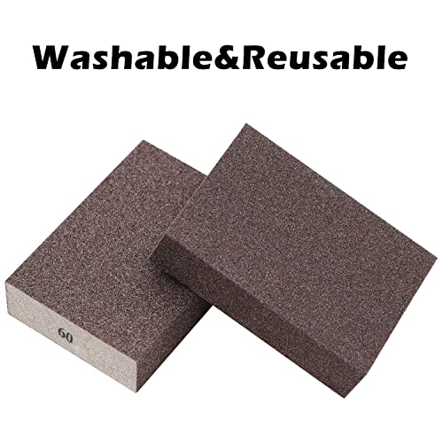 6Pcs Sanding Sponge 60 Grit Coarse Blocks for Metal Sanding Wood Sanding Brush Washable&Reusable N-G-001-60 - size: 60 Grit