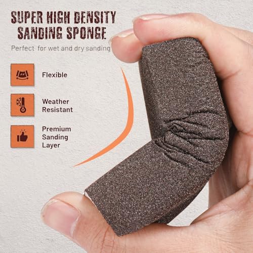 6 Pack 120 Grit Sanding Sponges, Washable and Reusable Handmade Sandpaper Block, Sanding Blocks for Wood, Metal and Drywall Sanding, Sandpaper Blocks Pads - size: 6 Pack 120 grit
