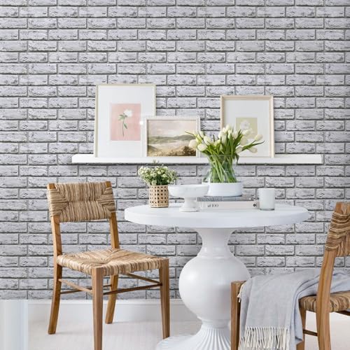 Commomy Faux Brick Wall Panels Peel and Stick Thin PVC 10 Pcs 11.8" x 11.8" - color: Brick-UH